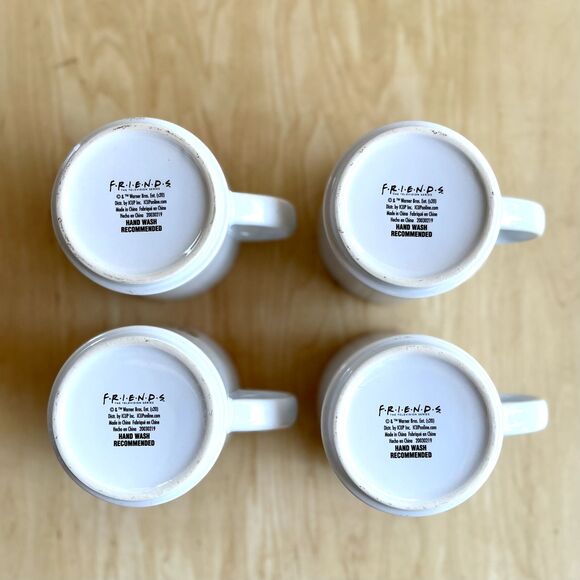 FRIENDS TV Show Central Perk Coffee Cup Stackable Mug Set 4 Silver Holder EUC - Picture 6 of 6